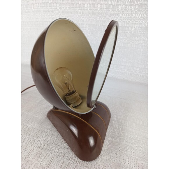 Vanity Mirror With Lamp Vintage National Mirolite Model P Art Deco 1970s - Picture 3 of 11